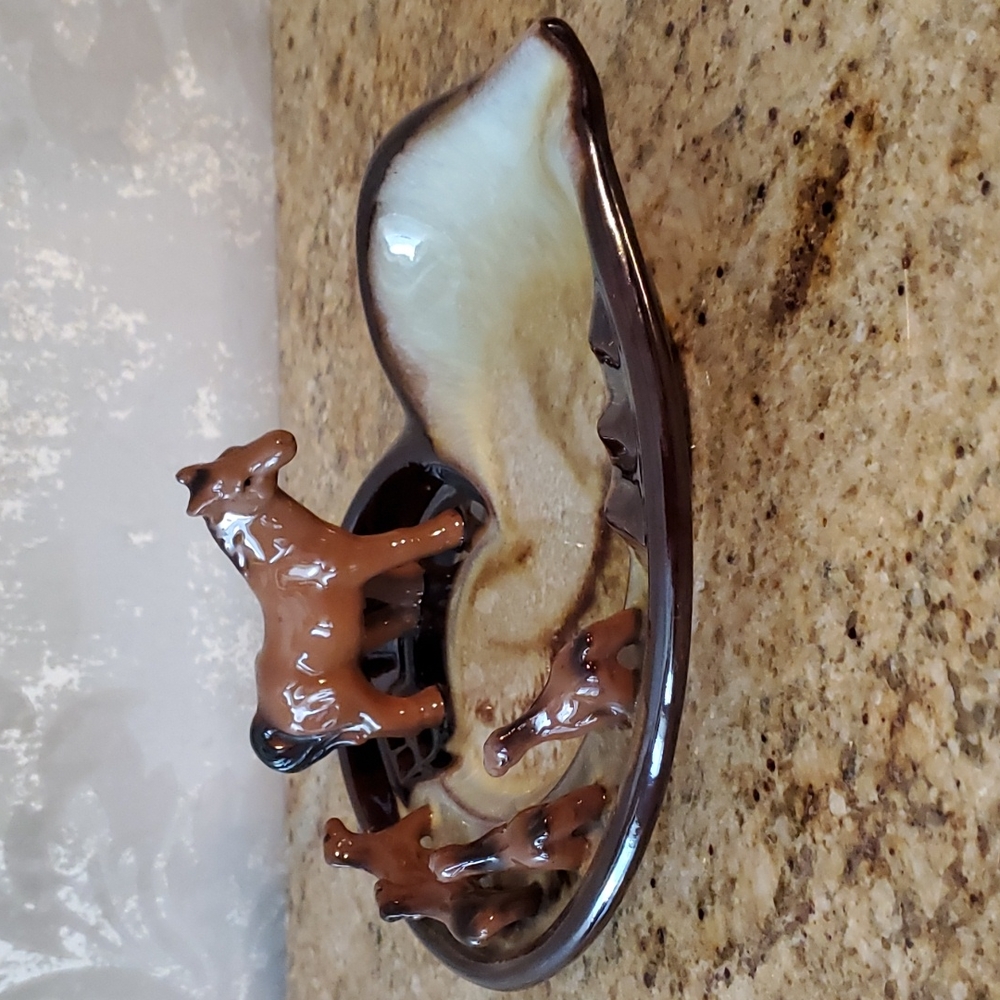 Vintage MCM horse / foal trinket tray / ashtray made in Japan